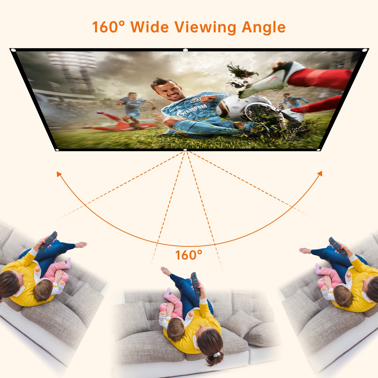 Projector Screen 100 inch 16:9, Portable Indoor Outdoor Screen for Home Cinema, Theater, School