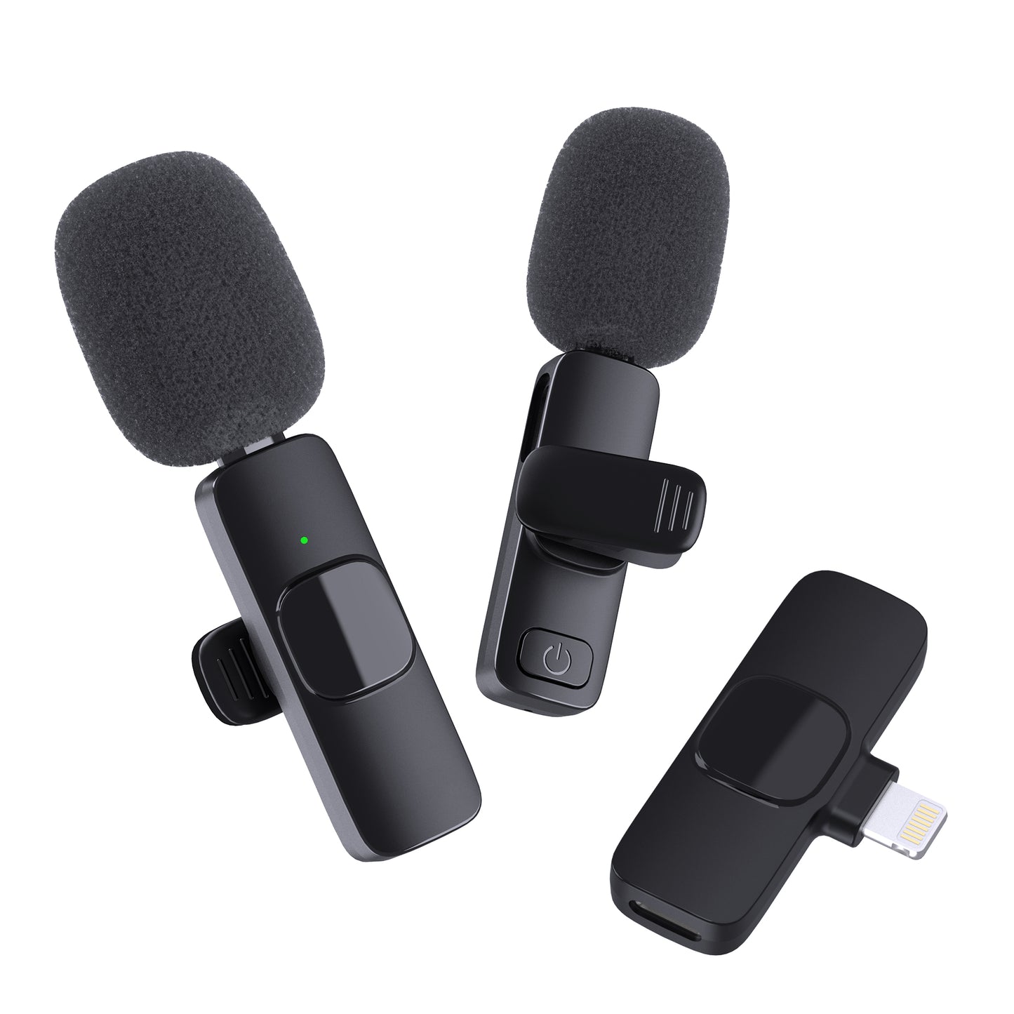 DANCIEYA Lavalier Wireless Microphone for iPhone, 2 Pcs Mini iPhone Mic + 1 Receiver Lightning