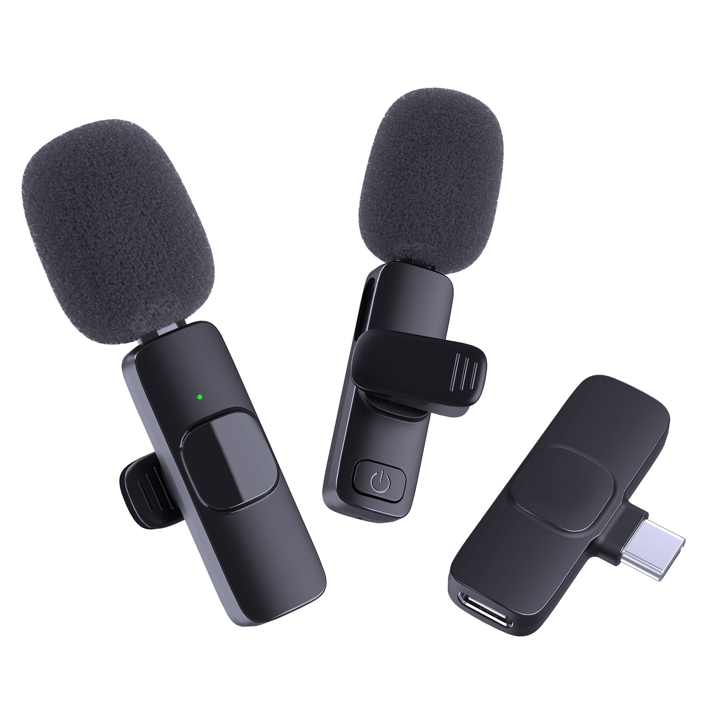 DANCIEYA 2Pcs Lavalier Wireless Microphone for Android Phone Type-C